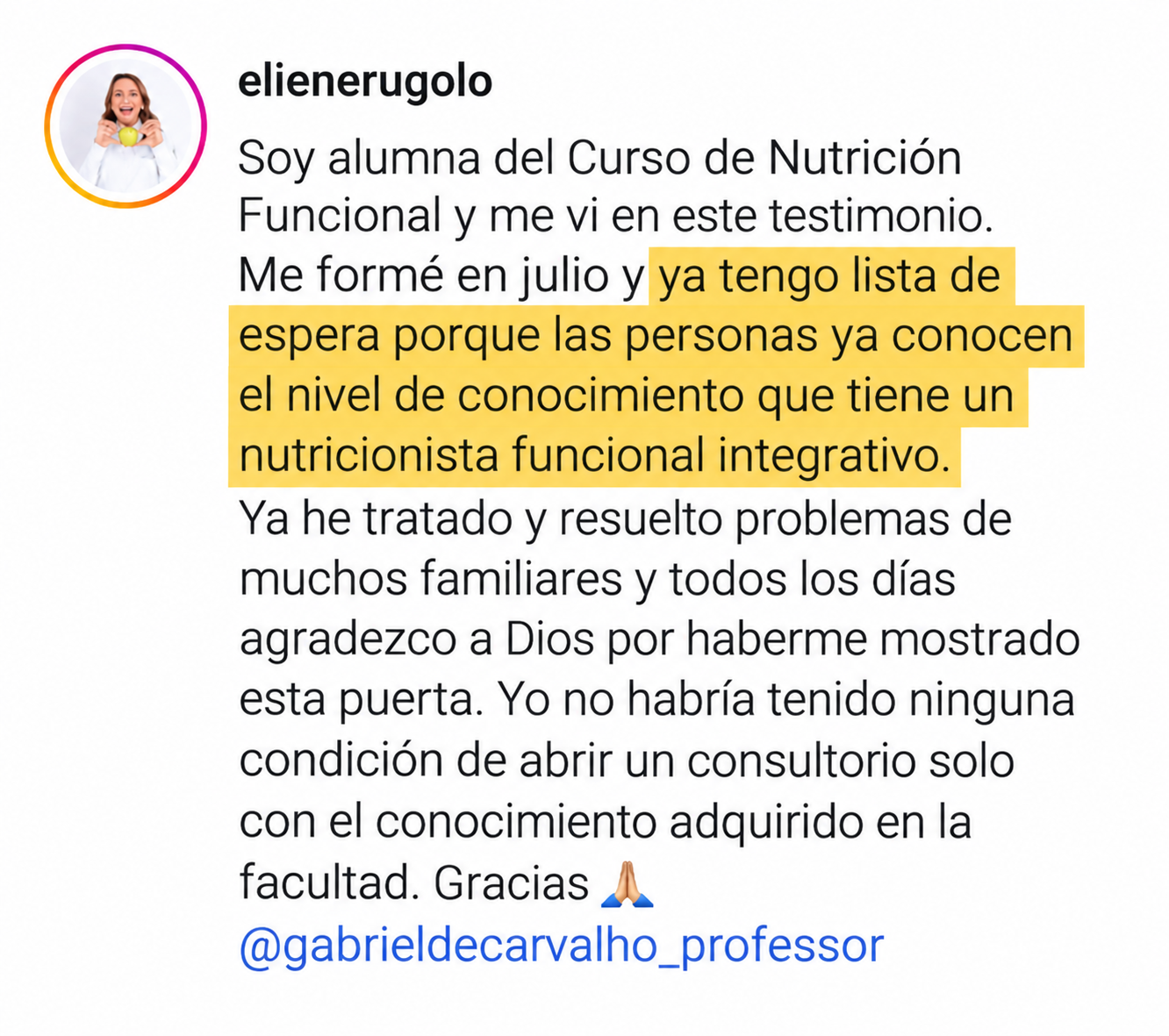 Testimonio de alumna de la Formación en Nutrición Funcional — 1