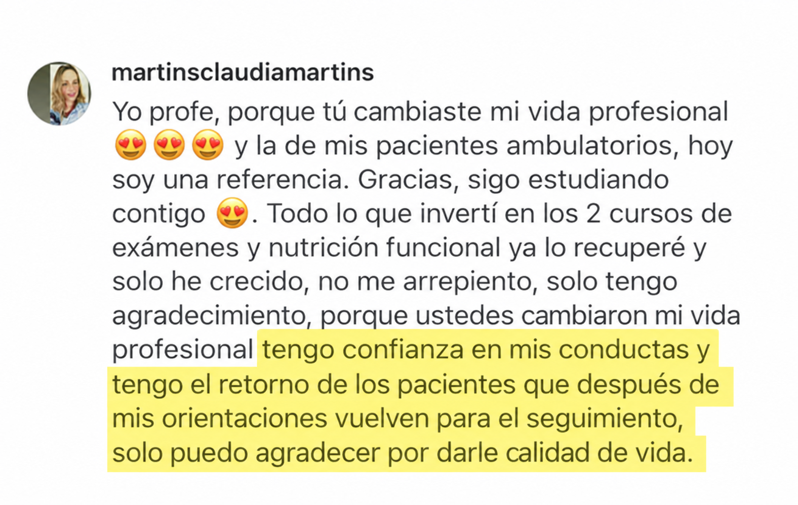 Testimonio de alumna de la Formación en Nutrición Funcional — 2
